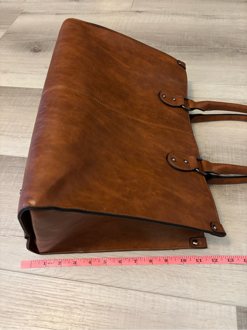 LOVEVOOK Brown Faux Leather Laptop Tote Work Bag USB Charging Port - Picture 6 of 12